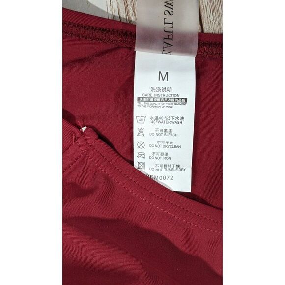 Zaful Womens Size 6 Burgundy Strappy Open Sides Beach Swimwear Bikini Bottom - Picture 6 of 6